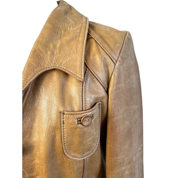 Vintage East West Tan Leather Jacket Signed Reptila Numbered 200 13 HTF Original - Picture 6 of 16